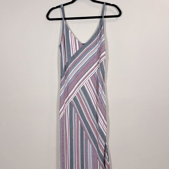 BCBGmaxazria Spaghetti Strap Dayln Stripe Jacquard Maxi Slit Dress Women Medium - Picture 3 of 10